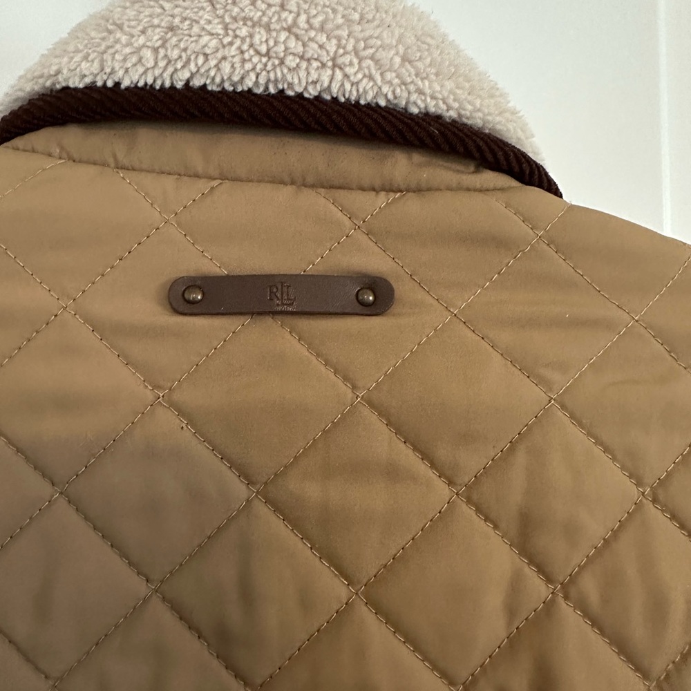 Ralph Lauren Quilted Faux Shearling Collar Jacket in Classic Camel XL - Picture 3 of 5